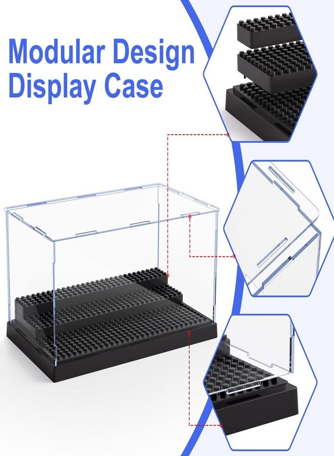 Mlikero 2 Pack Minifigure Display Case for Action Figures Blocks, Clear Dustproof Acrylic Display Box Storage with 3 Movable Steps Gifts for Children,Black… - Image 4